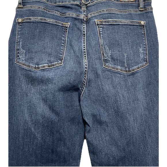 Judy Blue Slim Boot Cut Jeans Size 15/32 Dark Wash Stretch Distressed - Picture 6 of 7